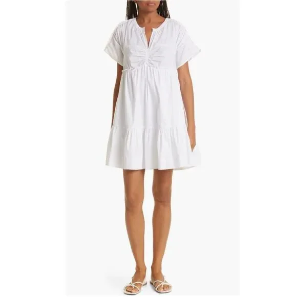 Tanya Taylor Amaria Ruffle Poplin A-Line Dress, New, Size XL